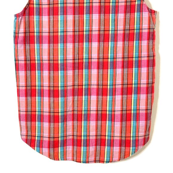 Vintage Gap Plaid Sleeveless Button Down Shirt Red Pink Teal Summer Camp Retro - Picture 6 of 11